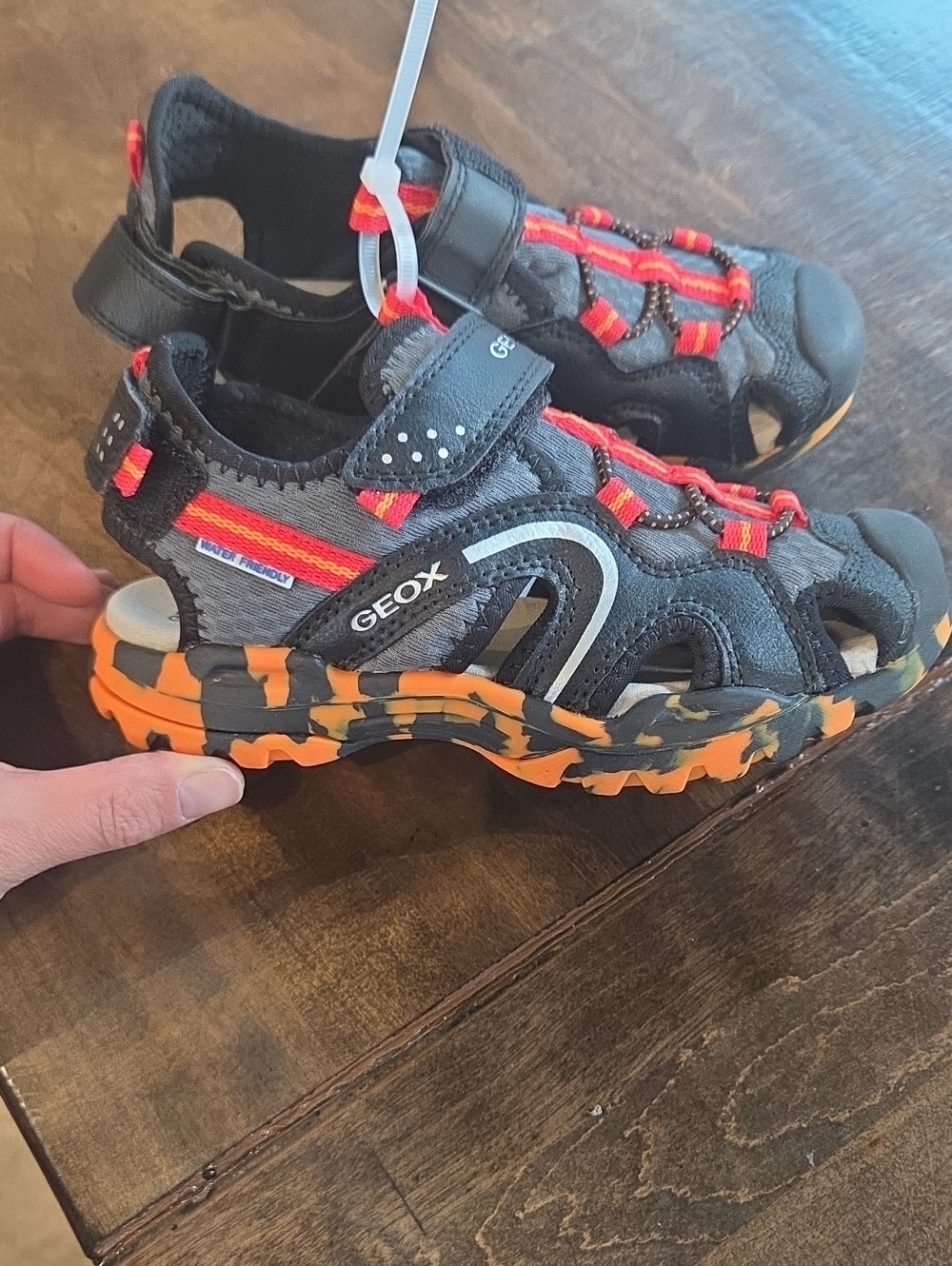 Geox Size 13 Kids Black and Orange Trail Sandals New With Tags